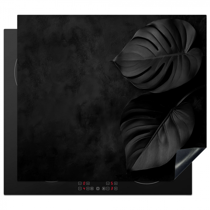 Zwart - Blad - Monstera Inductie beschermer vinyl 3mm middel -3d