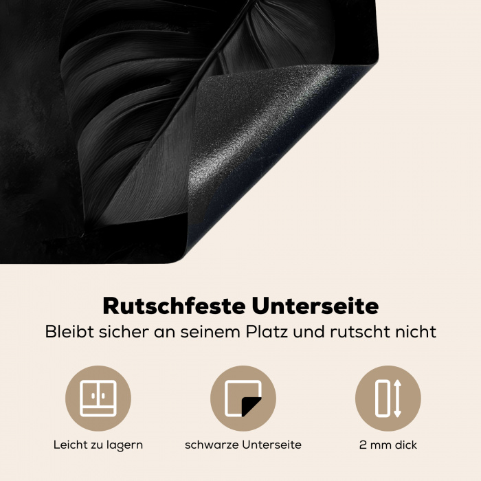 Zwart - Blad - Monstera Inductie beschermer vinyl 3mm middel -tsfeer4_DE