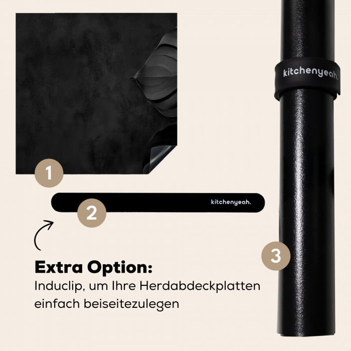 Zwart - Blad - Monstera Inductie beschermer vinyl 3mm middel -zzzzzzz-induclip_DE