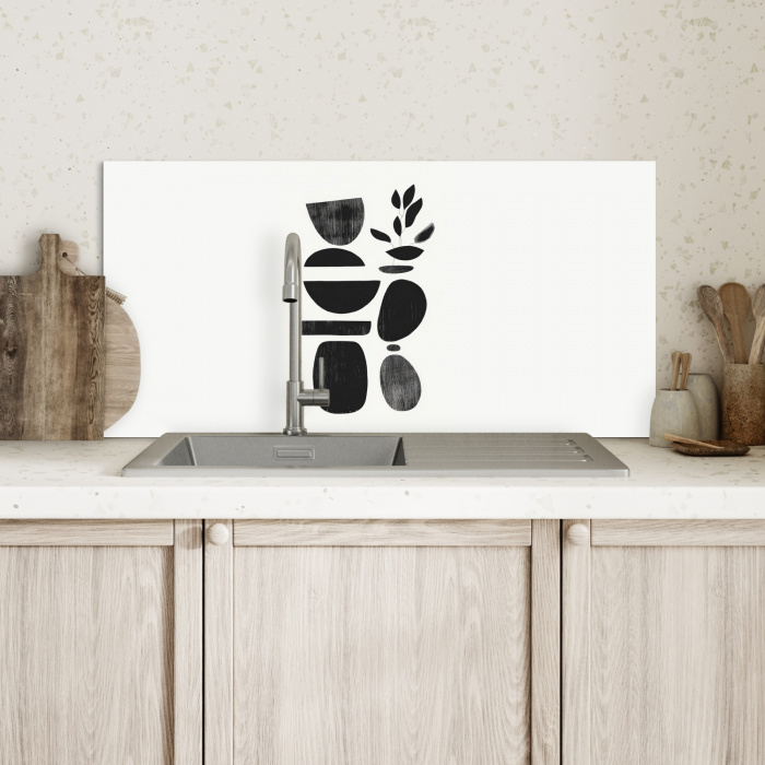 Japandi - Zwart - Abstract Spatscherm Aluminium klein -sfeer2