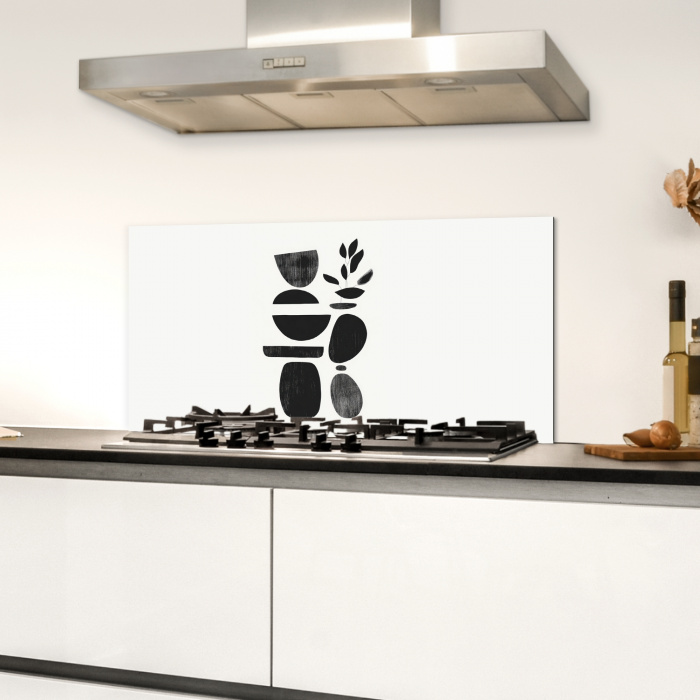 Japandi - Zwart - Abstract Spatscherm Aluminium klein -sfeer4