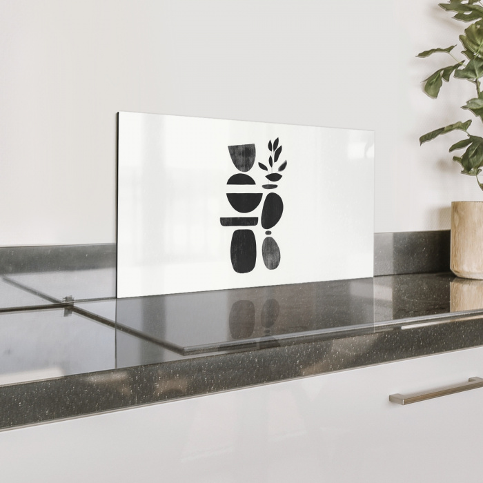 Japandi - Zwart - Abstract Spatscherm Aluminium klein -zzproduct_nieuw