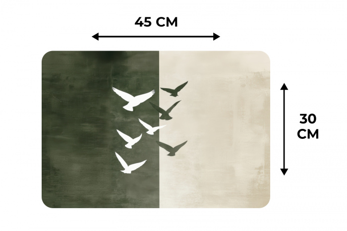 Japandi - Vogel - Groen Placemat vinyl groot -specs