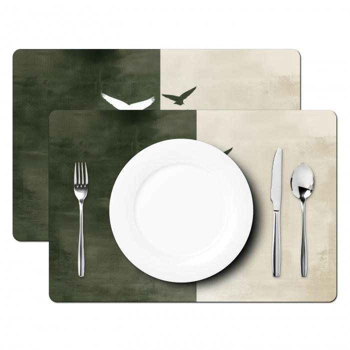 Japandi - Vogel - Groen Placemat vinyl groot -zzsfeer2_Kitchenyeah-website
