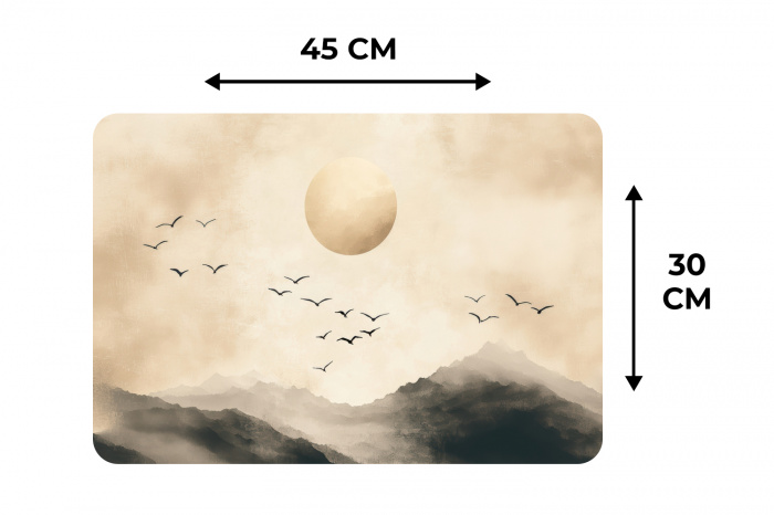 Landschap - Japandi - vogel Placemat vinyl groot -specs