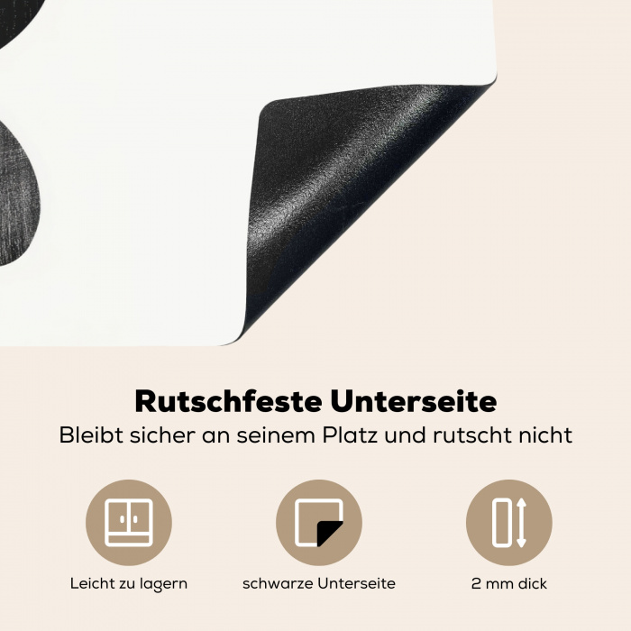 Japandi - Zwart - Abstract Inductie beschermer vinyl 3mm klein -tsfeer4_DE