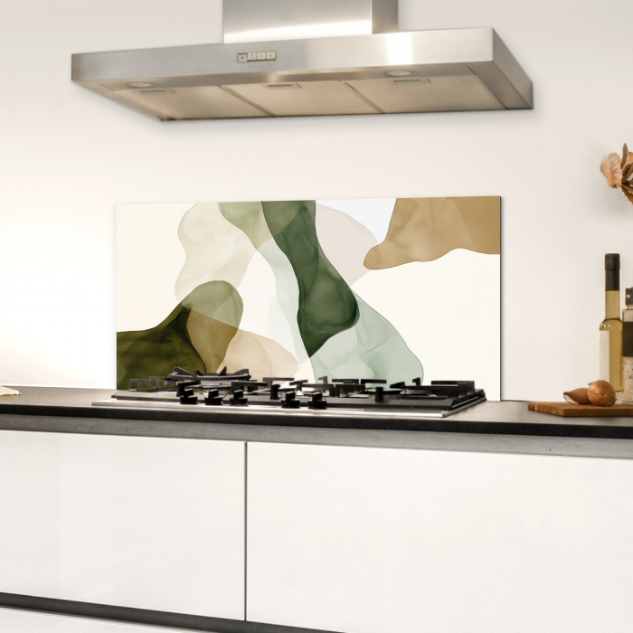 Japandi - Abstract - Groen Spatscherm Aluminium klein -sfeer4