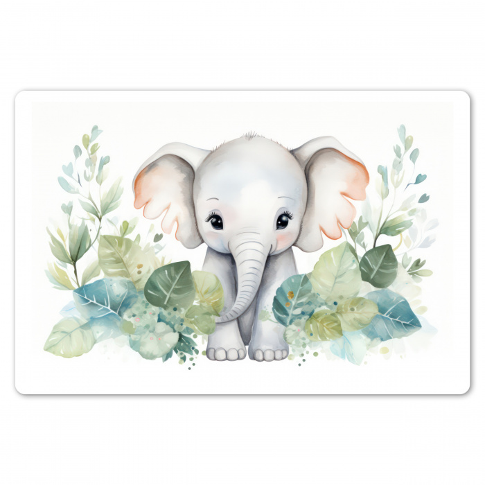 Olifant - Dieren - Natuur - Kind - Watercolor Placemat vinyl groot -zzsfeer1_Kitchenyeah-website