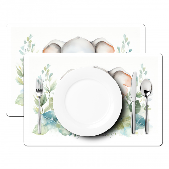 Olifant - Dieren - Natuur - Kind - Watercolor Placemat vinyl groot -zzsfeer2_Kitchenyeah-website