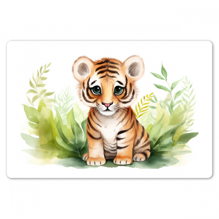 Tijger - Planten - Kind - Watercolor - Wilde dieren Placemat vinyl groot -zzsfeer1_Kitchenyeah-website
