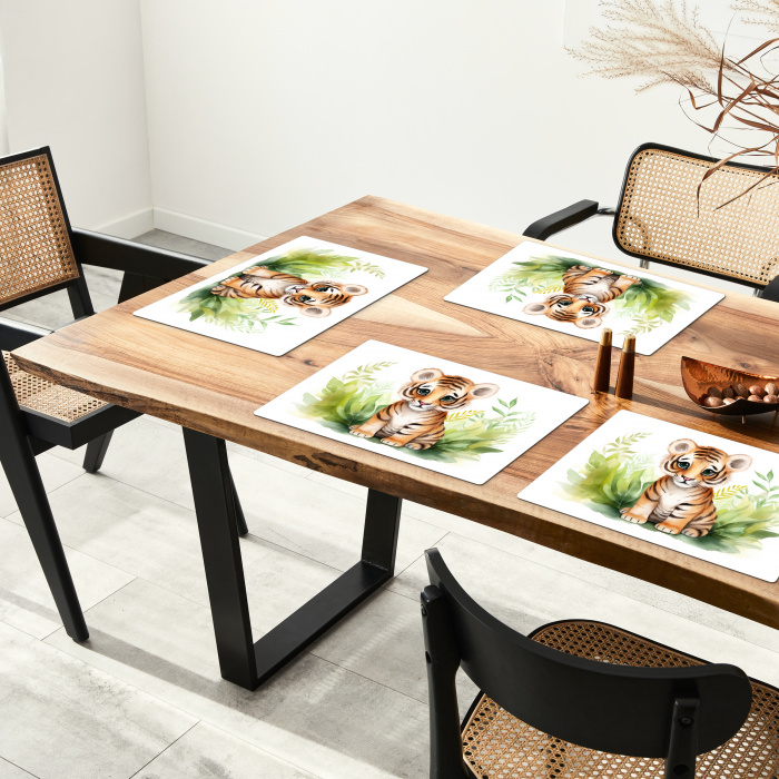 Tijger - Planten - Kind - Watercolor - Wilde dieren Placemat vinyl groot -zzsfeer4_Kitchenyeah-website