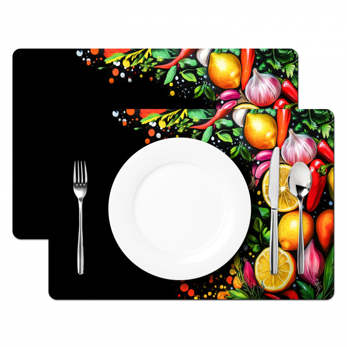 Citroenen - Peper - Kruiden - Graffiti - Verf - Abstract Placemat vinyl groot -zzsfeer2_Kitchenyeah-website