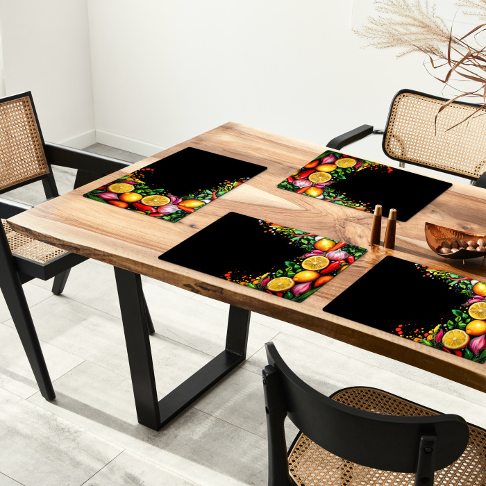 Citroenen - Peper - Kruiden - Graffiti - Verf - Abstract Placemat vinyl groot -zzsfeer4_Kitchenyeah-website