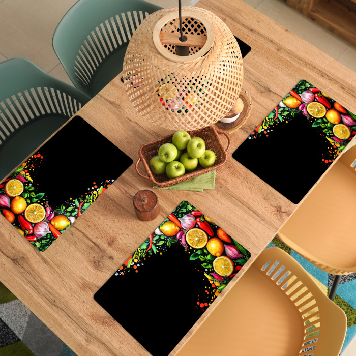 Citroenen - Peper - Kruiden - Graffiti - Verf - Abstract Placemat vinyl groot -zzsfeer5_Kitchenyeah-website
