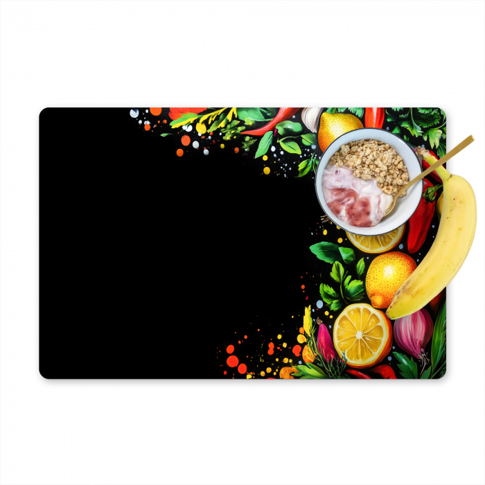 Citroenen - Peper - Kruiden - Graffiti - Verf - Abstract Placemat vinyl groot -zzzproduct_Kitchenyeah-website