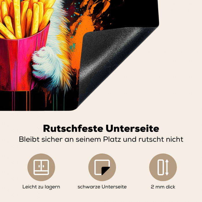 Kat - Eten - Patat - Graffiti - Abstract Inductie beschermer vinyl 3mm middel -tsfeer4_DE