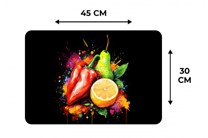Paprika - Peer - Citroen - Graffiti - Verf - Abstract Placemat vinyl groot -specs