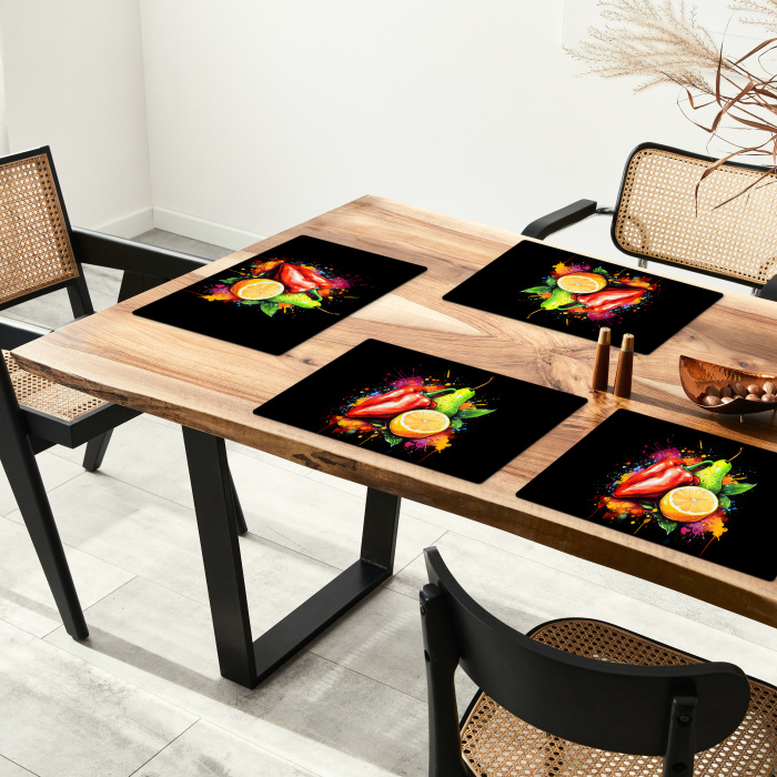 Paprika - Peer - Citroen - Graffiti - Verf - Abstract Placemat vinyl groot -zzsfeer4_Kitchenyeah-website