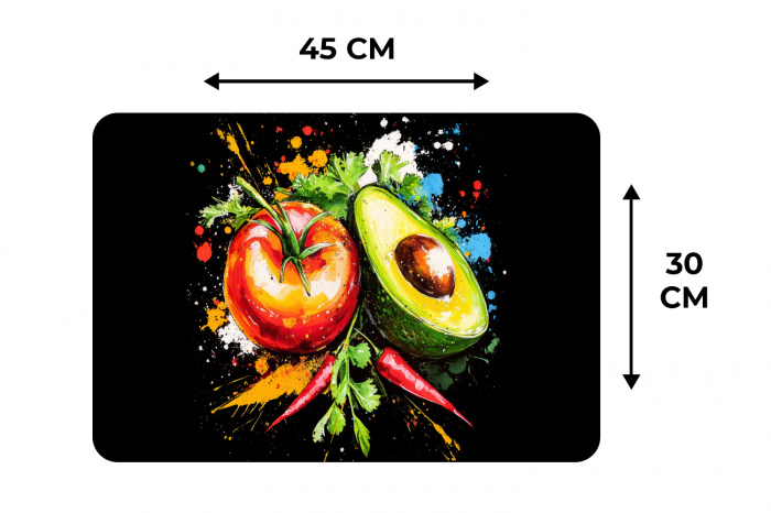 Tomaat - Avocado - Peper - Graffiti - Verf - Modern Placemat vinyl groot -specs