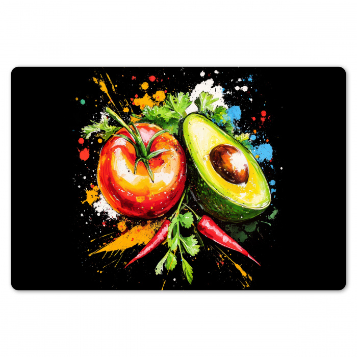 Tomaat - Avocado - Peper - Graffiti - Verf - Modern Placemat vinyl groot -zzsfeer1_Kitchenyeah-website