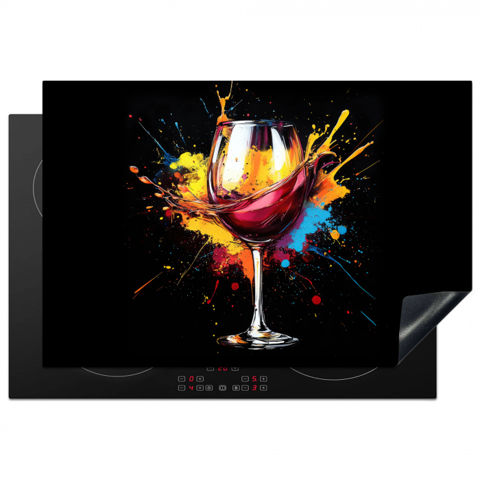 Wijn - Glas - Graffiti - Borrel - Rood - Verf Inductie beschermer vinyl 3mm klein -3d