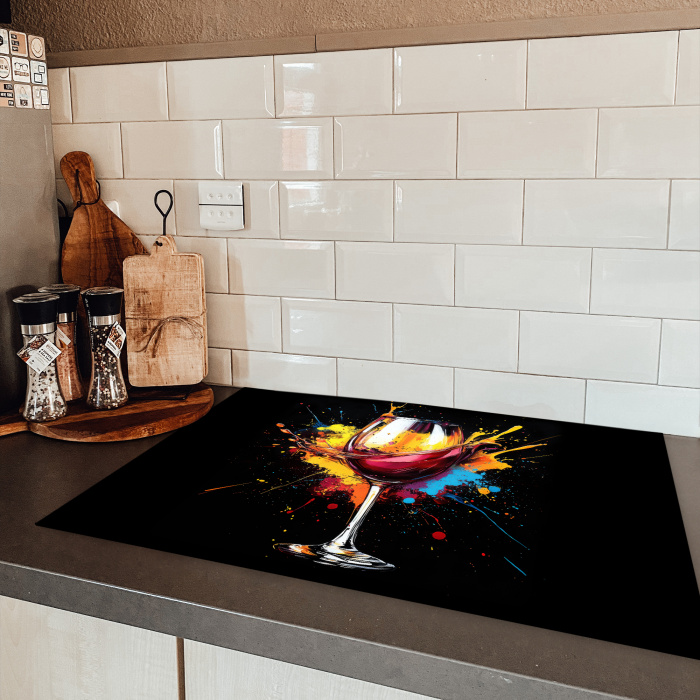 Wijn - Glas - Graffiti - Borrel - Rood - Verf Inductie beschermer vinyl 3mm klein -sfeer3