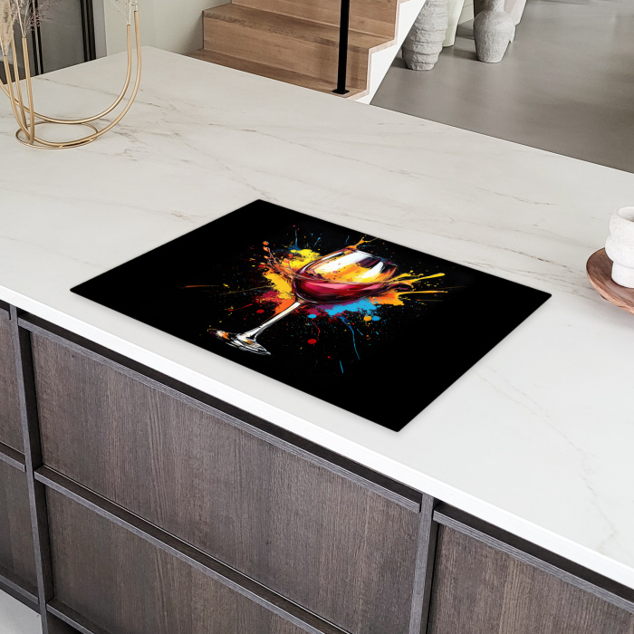 Wijn - Glas - Graffiti - Borrel - Rood - Verf Inductie beschermer vinyl 3mm klein -sfeer8