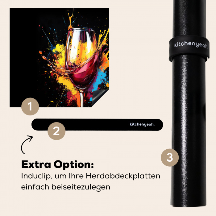 Wijn - Glas - Graffiti - Borrel - Rood - Verf Inductie beschermer vinyl 3mm klein -zzzzzzz-induclip_DE