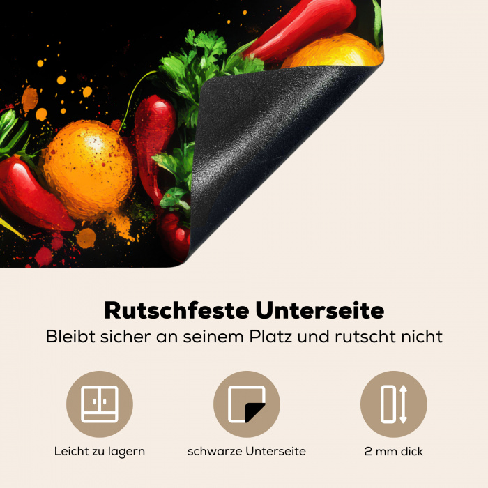 Groente - Graffiti - Kleurrijk - Koken - Abstract Inductie beschermer vinyl 3mm middel -tsfeer4_DE