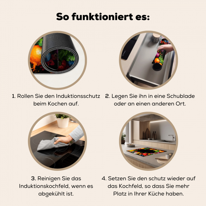 Groente - Graffiti - Kleurrijk - Koken - Abstract Inductie beschermer vinyl 3mm middel -tsfeer9_DE