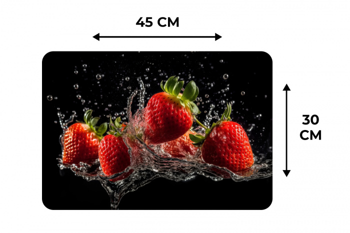 Aardbeien - Fruit - Rood - Water - Zwart Placemat vinyl groot -specs
