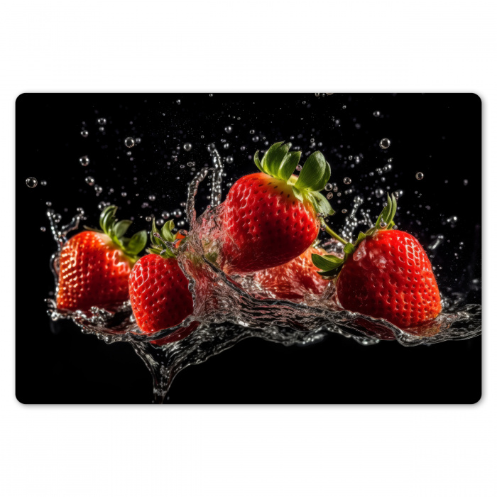 Aardbeien - Fruit - Rood - Water - Zwart Placemat vinyl groot -zzsfeer1_Kitchenyeah-website