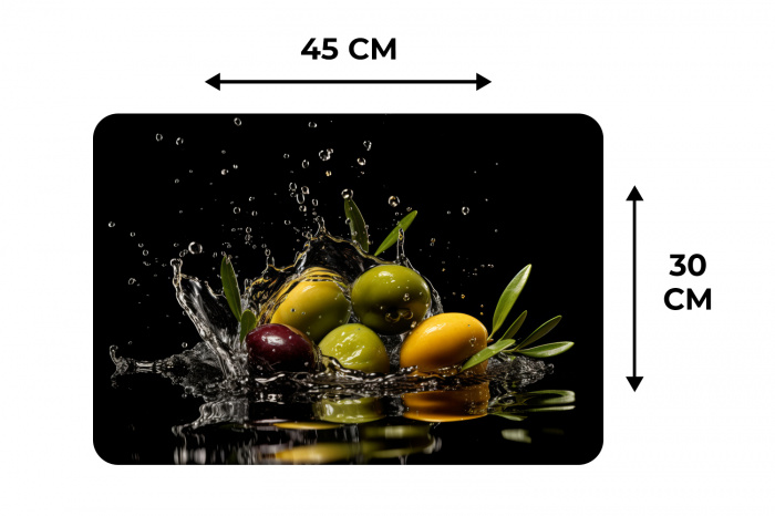 Olijven - Groen - Water - Zwart Placemat vinyl groot -specs
