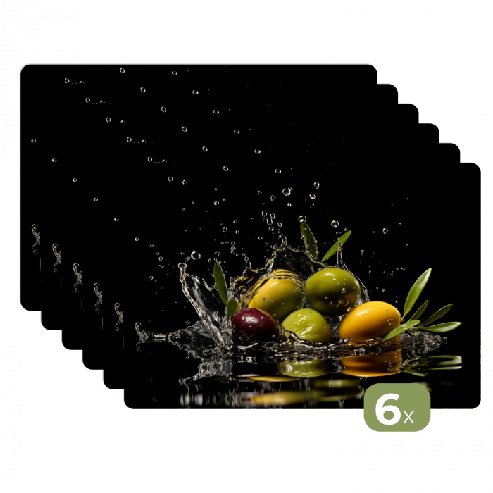 Olijven - Groen - Water - Zwart Placemat vinyl groot -zzsfeer3_Kitchenyeah-website