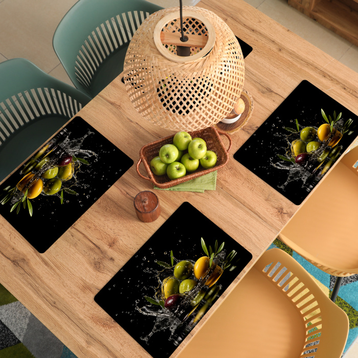 Olijven - Groen - Water - Zwart Placemat vinyl groot -zzsfeer5_Kitchenyeah-website