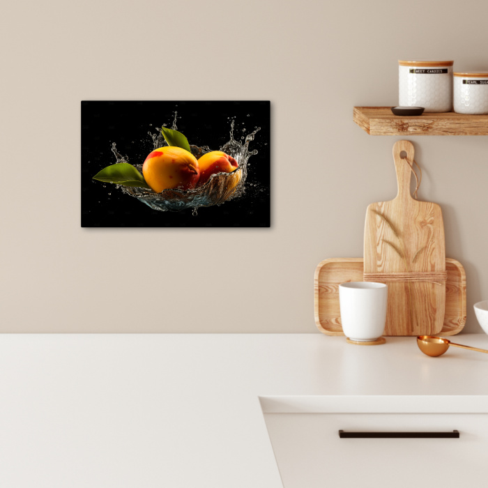 Mango - Fruit - Water - Zwart - Bladeren KitchenYeah - Keuken - Canvas klein -sfeer1