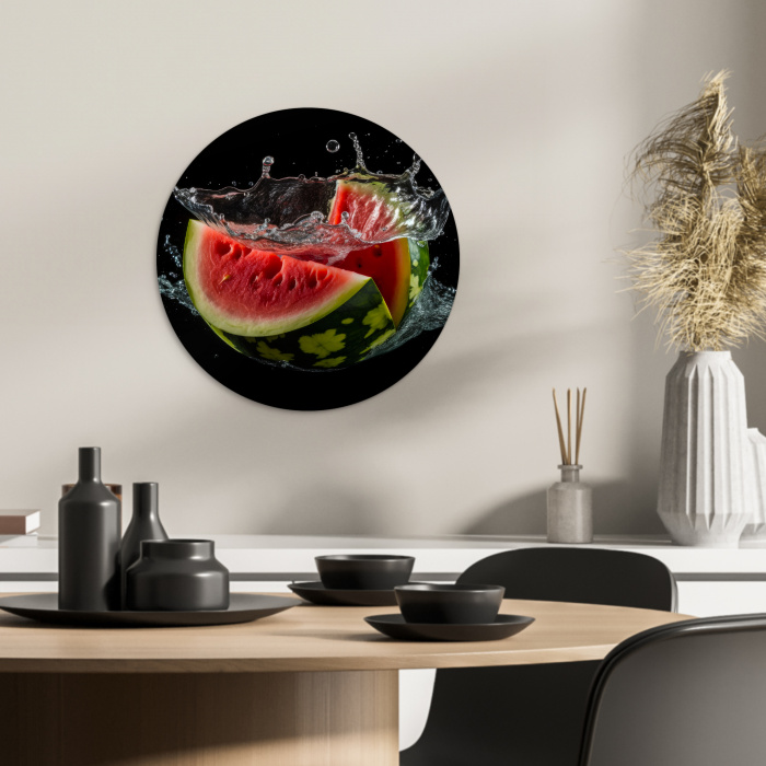 Watermeloen - Zwart - Water - Fruit - Meloen KitchenYeah - Keuken - Wandcirkel Forex klein -sfeer2