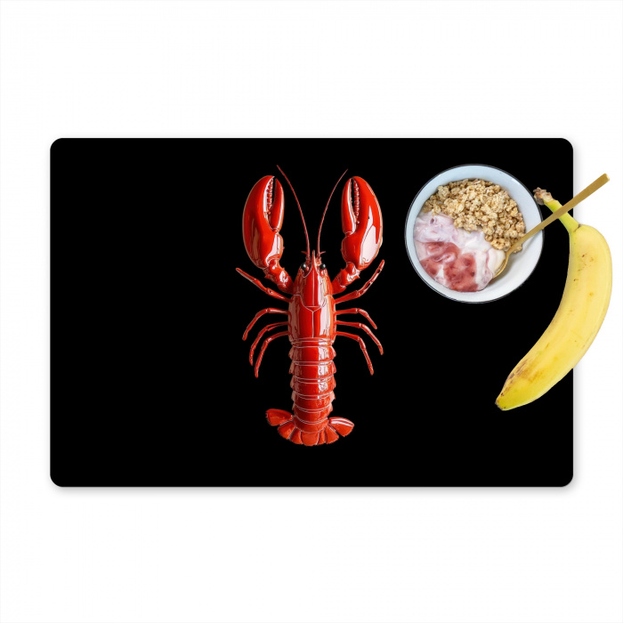 Kreeft - Glossier Rood - Zwart Placemat vinyl groot -zzzproduct_Kitchenyeah-website