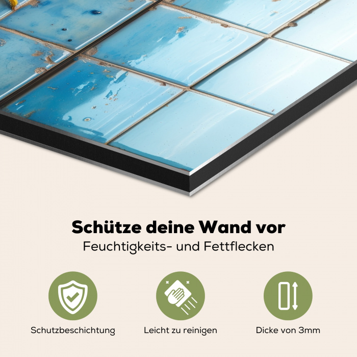 Kreeft - Geel - Blauw - Tegels Spatscherm Aluminium klein -zcloseup_DE