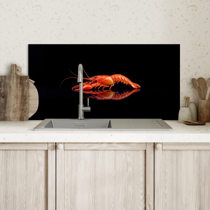 Kreeft - Oranje - Zwart - Opvallend Spatscherm Aluminium klein -sfeer2