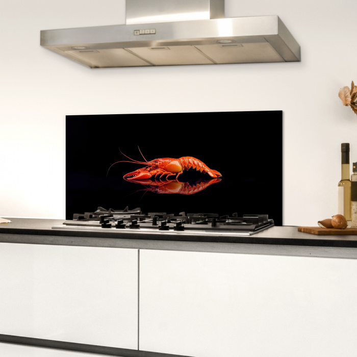 Kreeft - Oranje - Zwart - Opvallend Spatscherm Aluminium klein -sfeer4