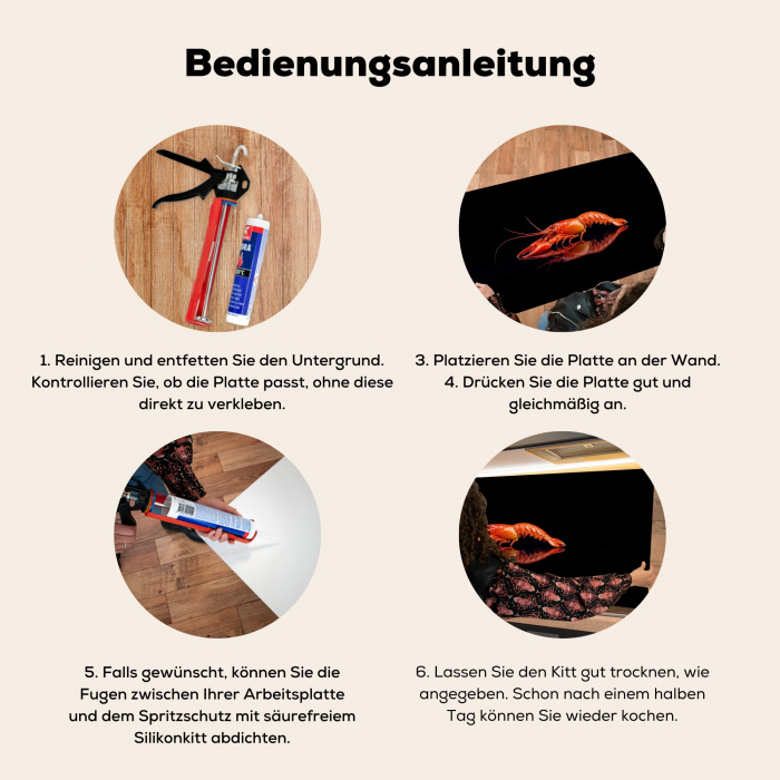 Kreeft - Oranje - Zwart - Opvallend Spatscherm Aluminium klein -zgebruik_DE