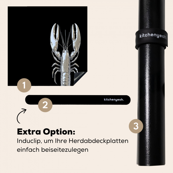 Kreeft - Zilver - Metallic - Luxe Inductie beschermer vinyl 3mm klein -zzzzzzz-induclip_DE