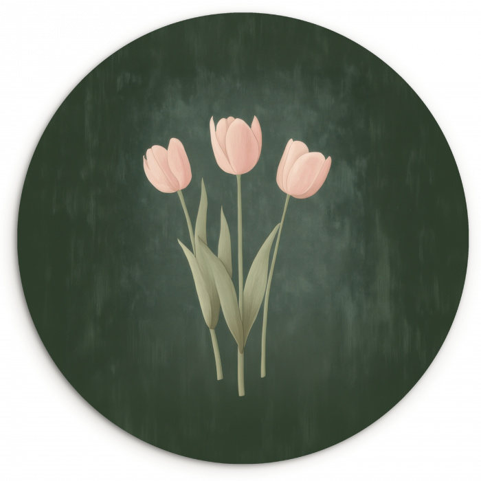 Tulpen - Liefde - Donkergroen KitchenYeah - Keuken - Wandcirkel Forex klein -3d