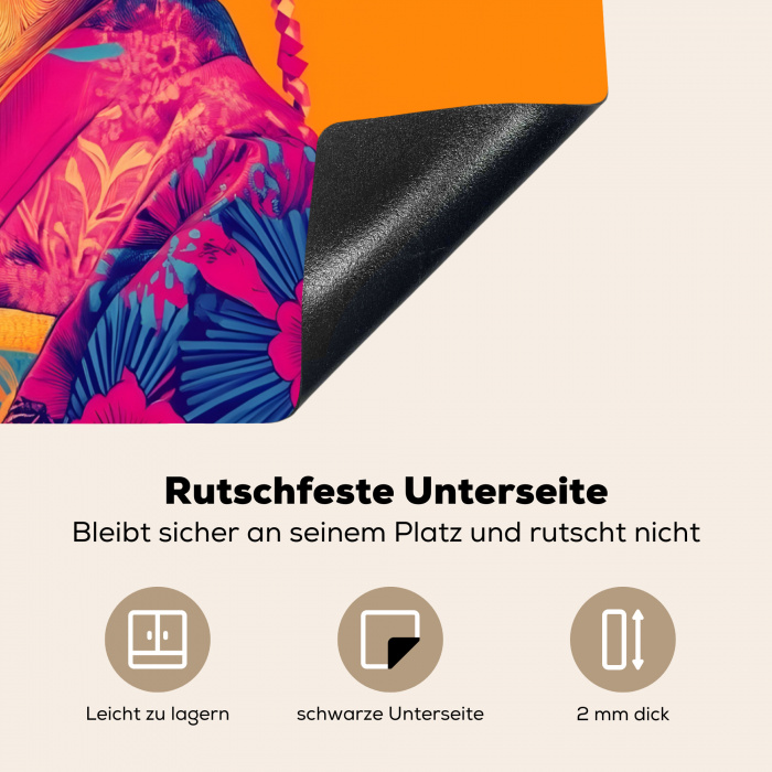 Kimono - Hondje - Bloemenkroon - Oranje Inductie beschermer vinyl 3mm middel -tsfeer4_DE