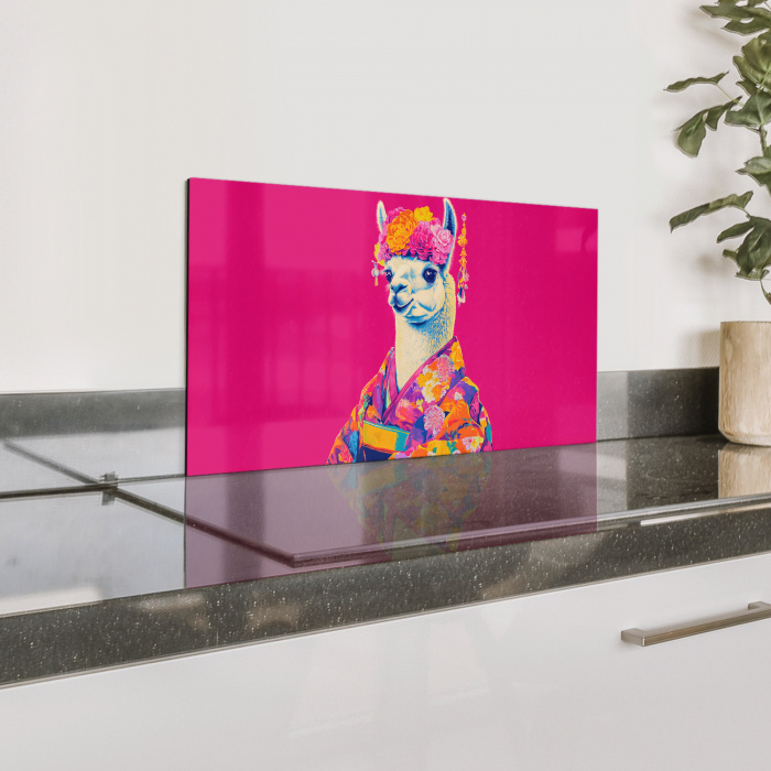 Lama - Kimono - Bloemenkrans - Felroze Spatscherm Aluminium klein -zzproduct_nieuw