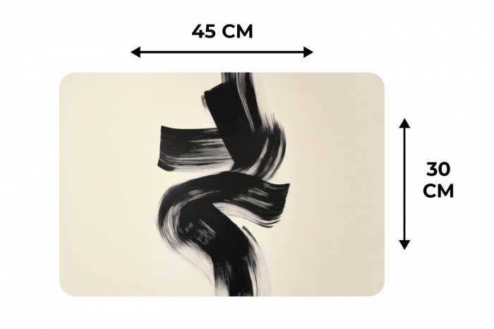 Strepen - Zwart - Abstract Placemat vinyl groot -specs