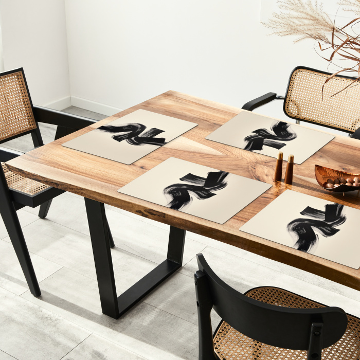 Strepen - Zwart - Abstract Placemat vinyl groot -zzsfeer4_Kitchenyeah-website