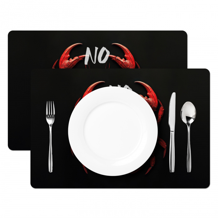 Krab - Rood - Tekst - Zwart Placemat vinyl groot -zzsfeer2_Kitchenyeah-website