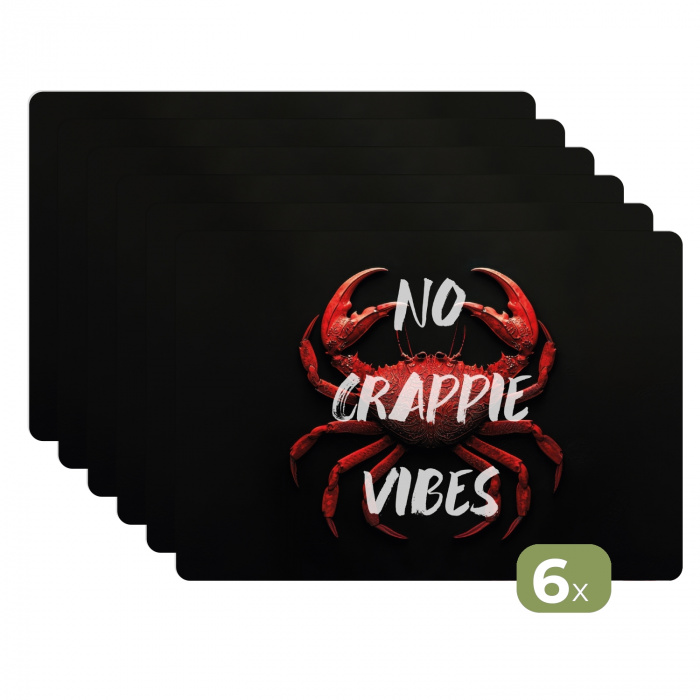 Krab - Rood - Tekst - Zwart Placemat vinyl groot -zzsfeer3_Kitchenyeah-website